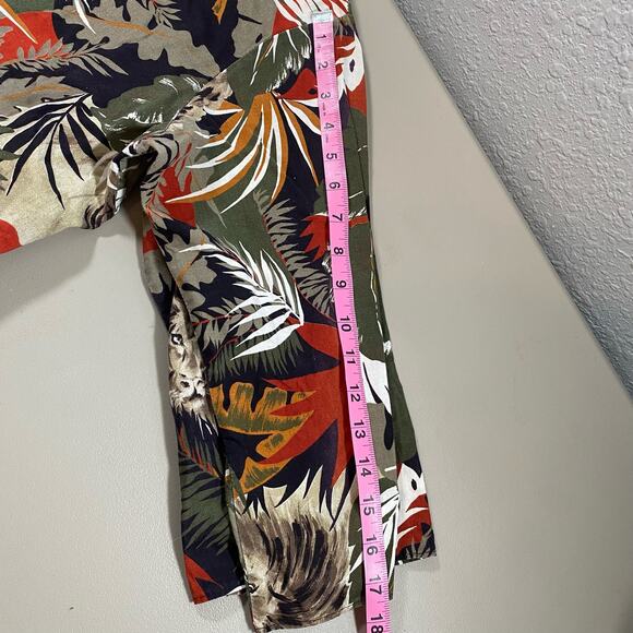 Just Four Inc Mens 38 Medium Floral Hawaiian Shirt Short Sleeve Tee Top Button - Picture 8 of 11